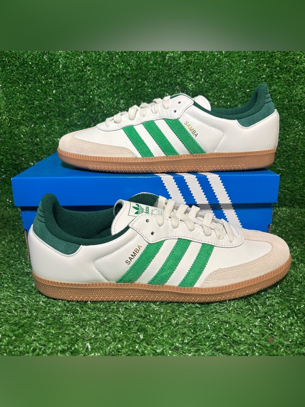 adidas Samba Og White Collegiate Kelly Green JI3202 Men’s Low Top Sneaker